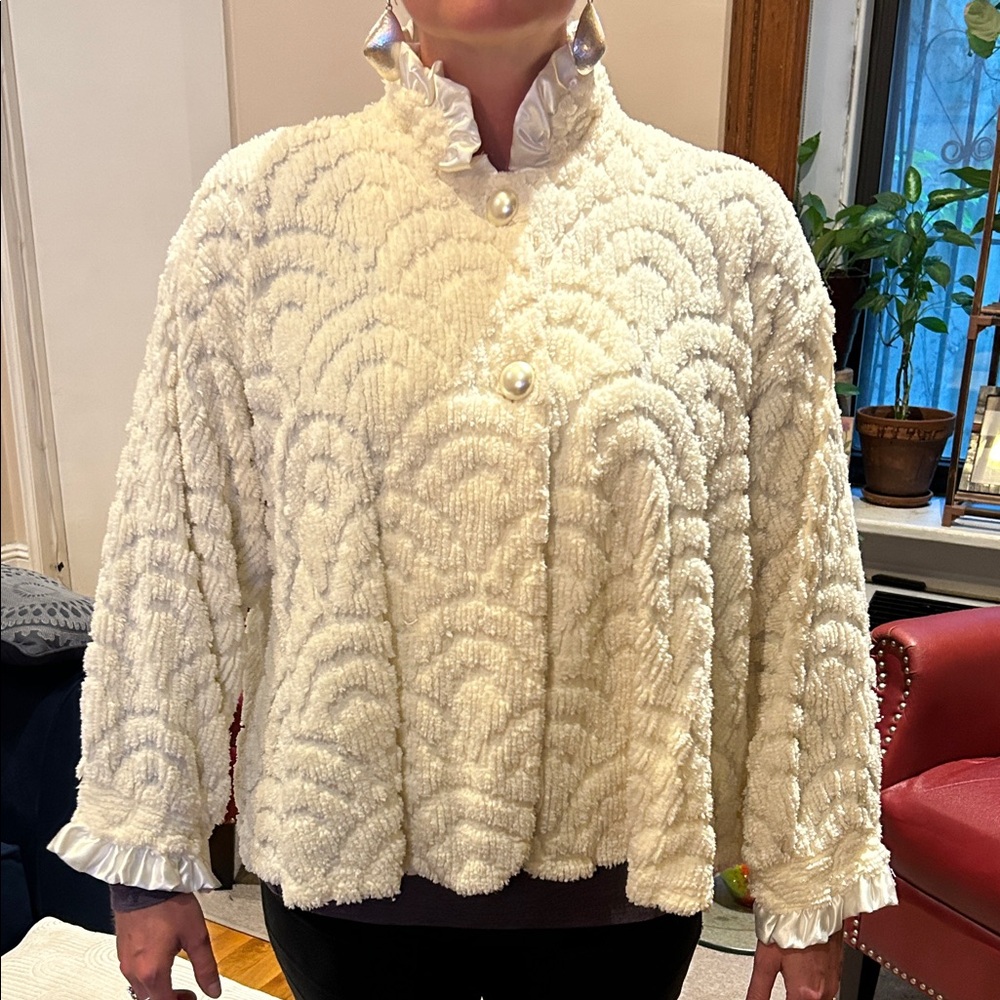 Plush Cream Chenille Bed Jacket and Out with Your Jeans Jacket